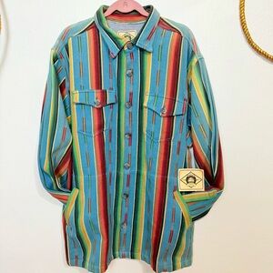 NWT SCULLY FARTHEST POINT SERAPE STRIPE SHIRT/Jacket size XL Aztec print